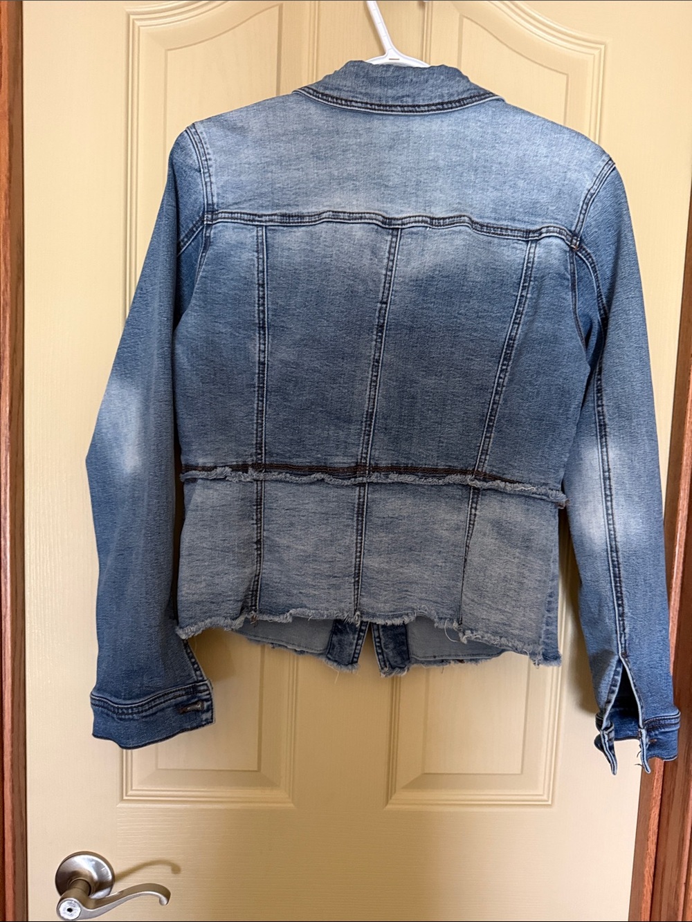 Tribal Light Blue Distressed Denim Jean Jacket - Picture 3 of 3